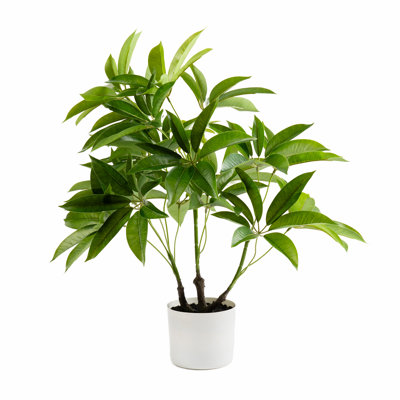 60cm Faux Real Touch Schefflera / Umbrella Plant in White Pot