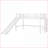 Twin Size Pine Wood &amp; MDF Low Loft Bed with Slide &amp; Ladder – No Box Spring Needed, White-891650334