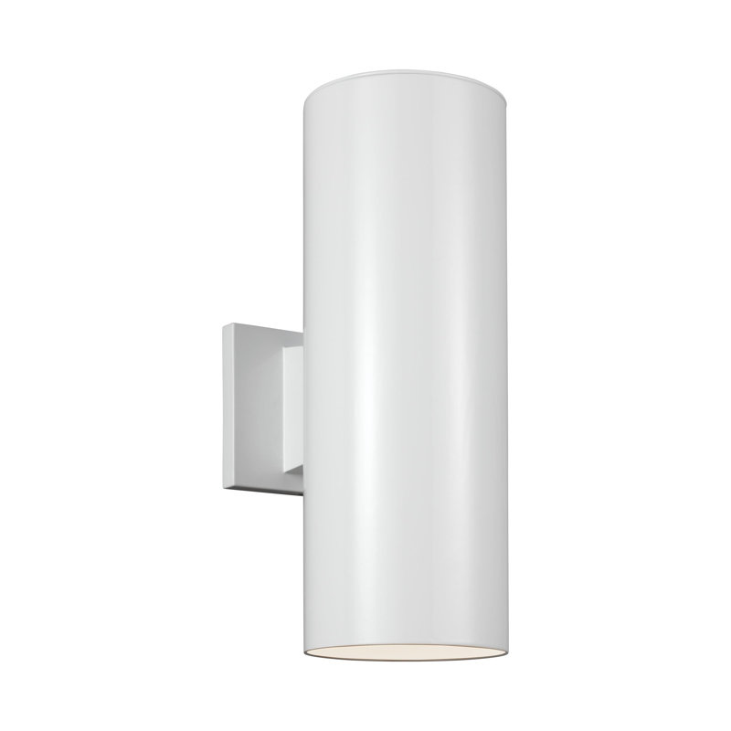 Outdoor Bullets LED Outdoor Armed Sconce, White, 14.25" H x 5.125" W x 5.125" D