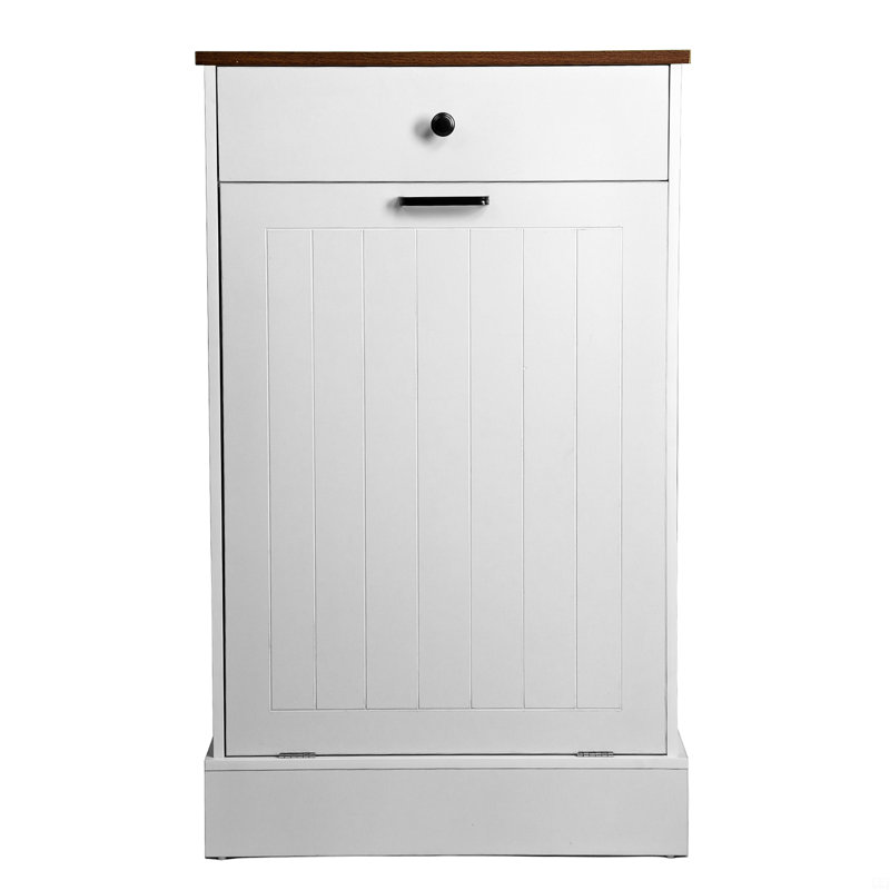 Armoire à poubelle inclinable, armoire à poubelle cachée en bois avec tiroir
