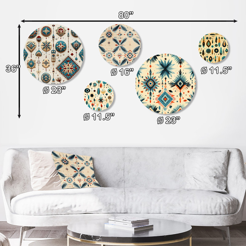 Zaina - Ensemble abstrait d'art mural rond abstrait de 5