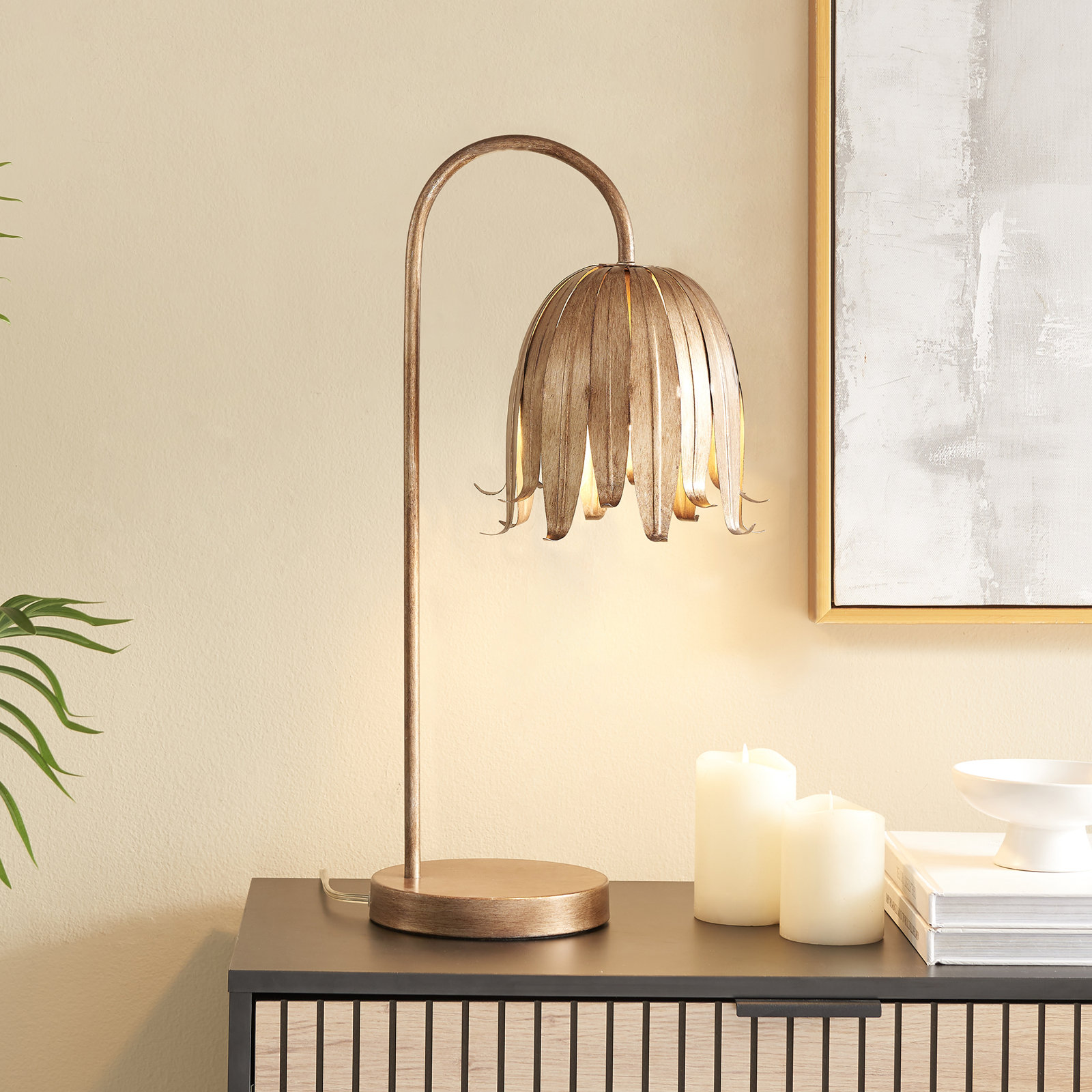 Kialani 23.63" Arched Steel Table Lamp, Brown