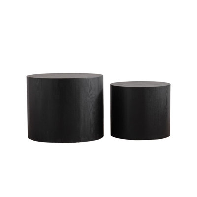 Nesting Coffee Table Set Of 2 Round Wooden Coffee Tables Circle Modern Table For Small Space Living Room Bedroom Accent End Side Table