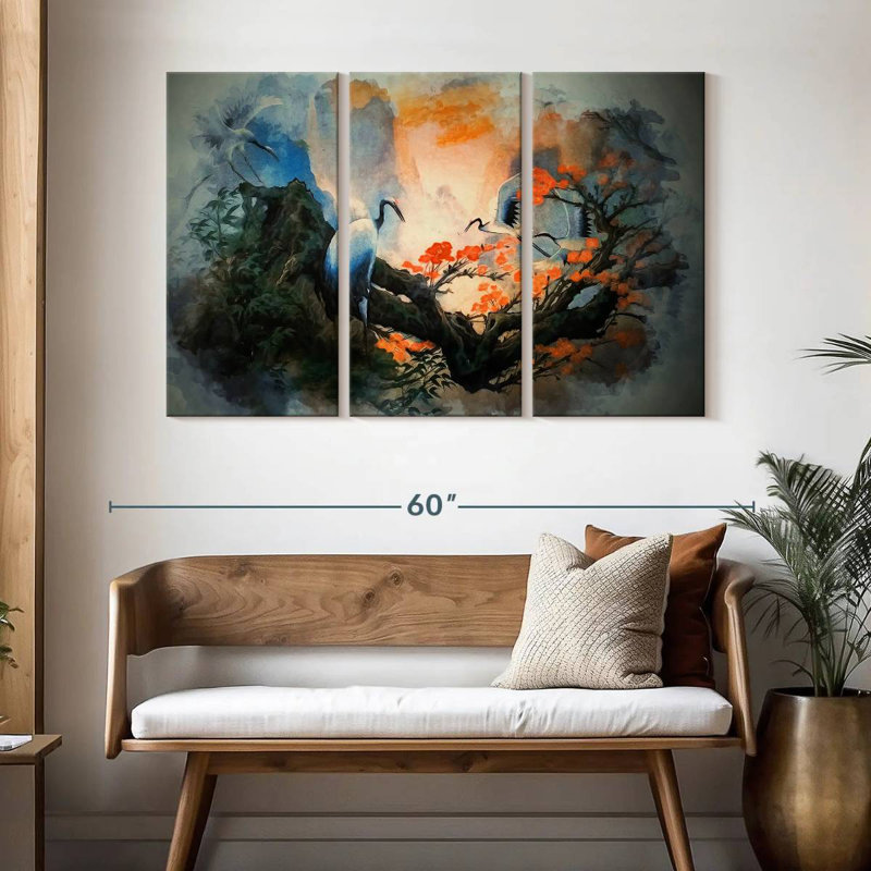 Brampt Japanese Birds, 32" H x 50" W