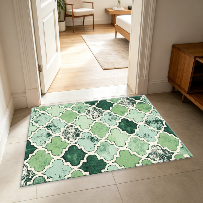 Distressed Trellis Green area rugs for Living Room, Soft and Comfortable, Suitable for all seasons, easy to maintain, machine washable Indoor floor mat, Under Table Farmhouse suitable for Bedroom, Dining Room, Study, Patio, Balcony, Home Decor