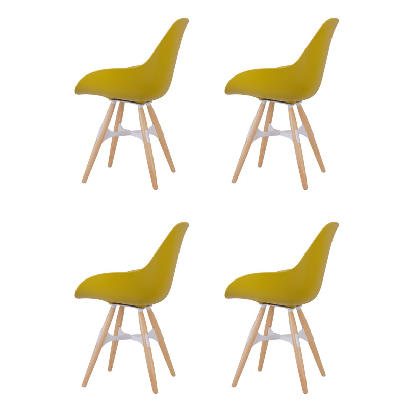 Zigzag Chairs - Set Of 4 -, Mustard, White