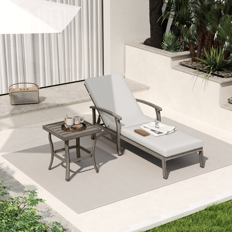 Aliriza Outdoor Metal Chaise Lounge Set with Table , Cushion Included