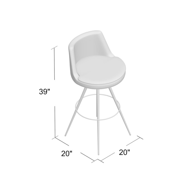 Tabouret pivotant Alissone, Blanc, Tabouret de bar (siège d'une hauteur de 29 po)
