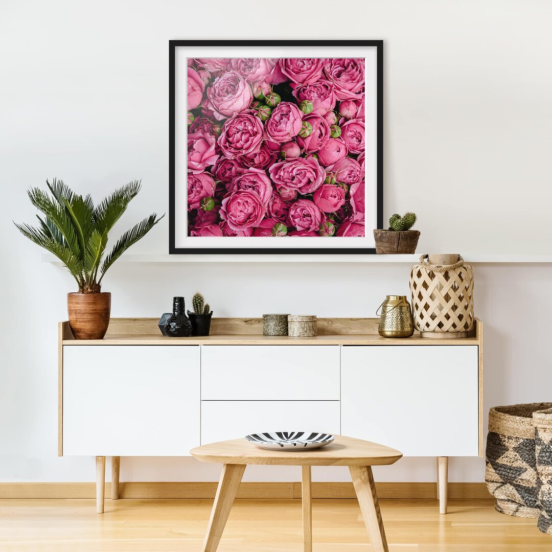 Gerahmter Grafikdruck Pink Peonies