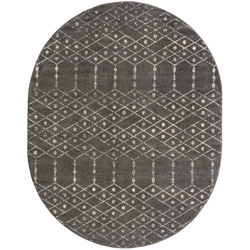 Ippazio Geometric Indoor Rug, Oval 7'10" x 10'