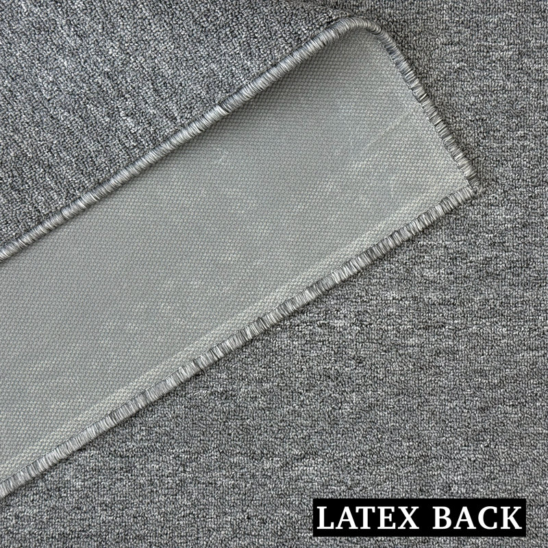 Custom Size Non Slip Solid Colour Grey Low Pile Slip Resistant Hallway Runner Rugs by Feet, Runner 2'8" x 38'