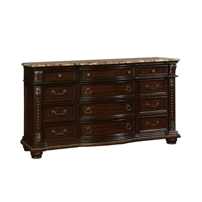 68" W Traditional Dresser, Brown Cherry