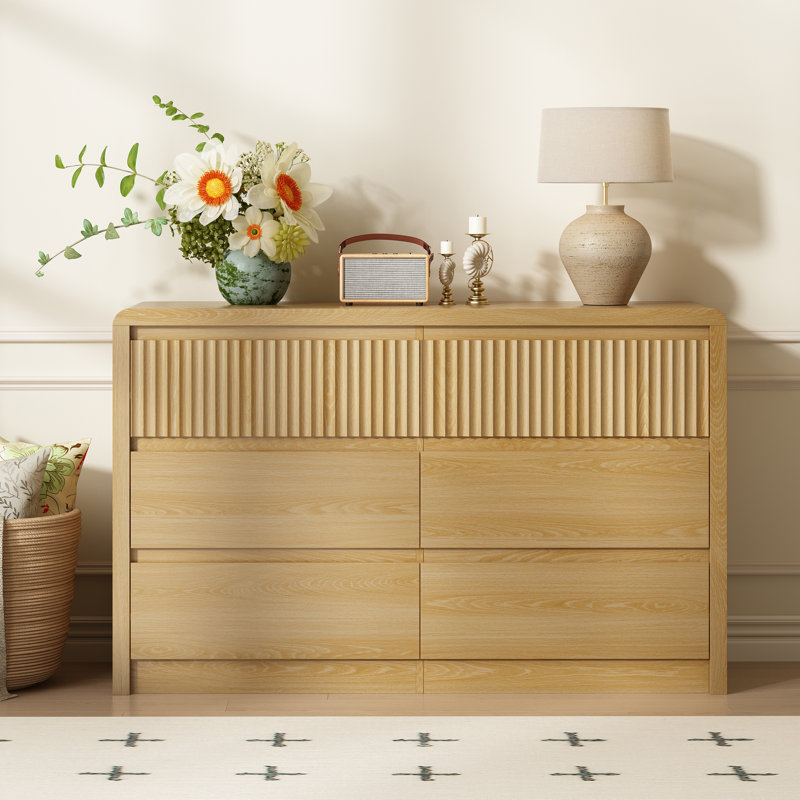 Commode 6 tiroirs Modern, Beige
