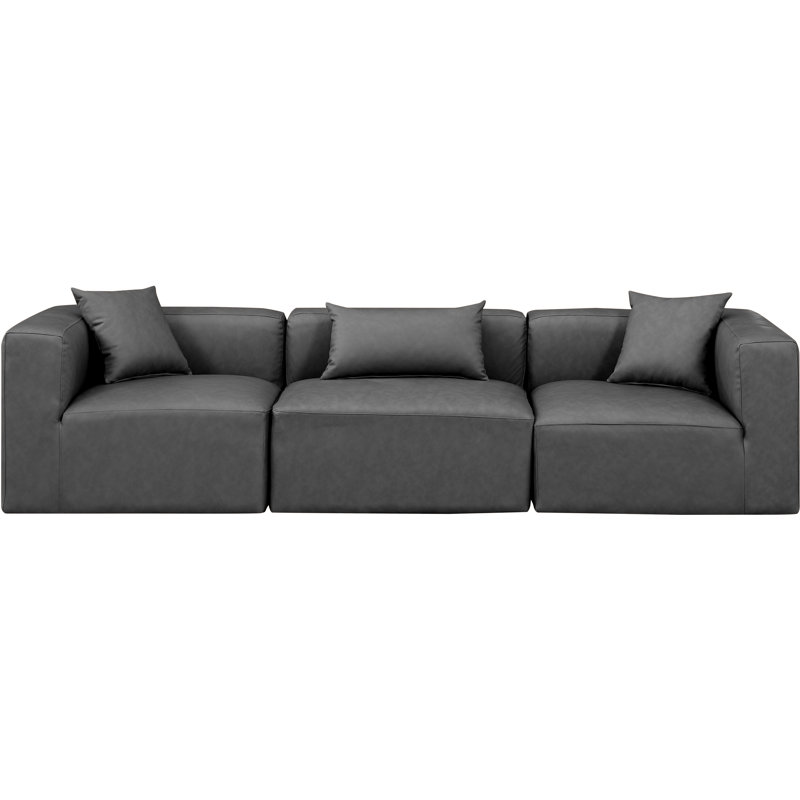 Houswerth Upholstered Sectional Reversible, Charcoal Vegan Leather