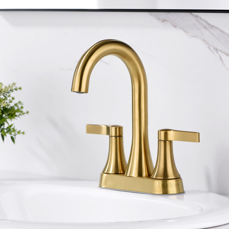 4 in. Centerset 2-Handle Bathroom Faucet with Pop-Up Drain, Brushed Gold