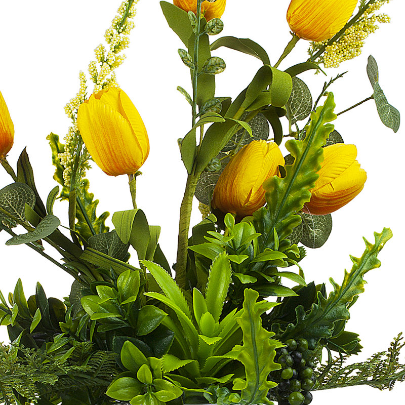 Arrangement floral tulipes dans un vase, Jaune