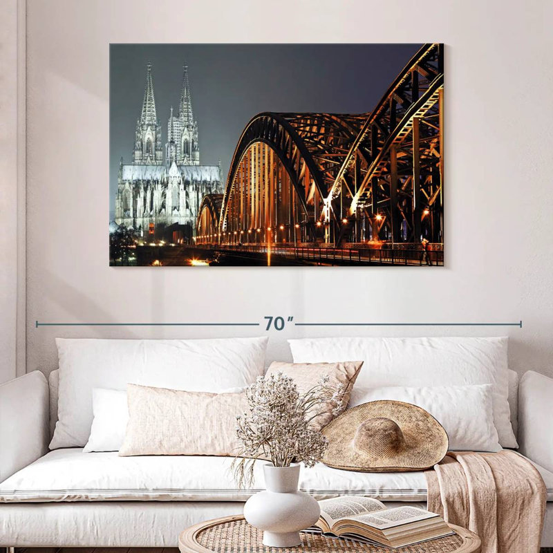 Pont vers la cathédrale de Cologne, H 32 po x l 48 po