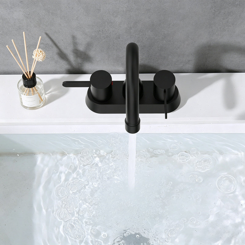 Robinet de lavabo de salle de bain à 2 poignées, robinets de salle de bain centre noir mat pour 2/3 trous, Noir mat