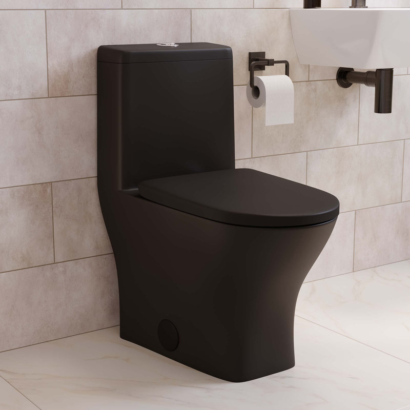 Sublime II One-Piece 12" Rough-in 1.1/1.6 GPF Dual Top Flush Round Compact Toilet in Matte Black, Matte Black, Top