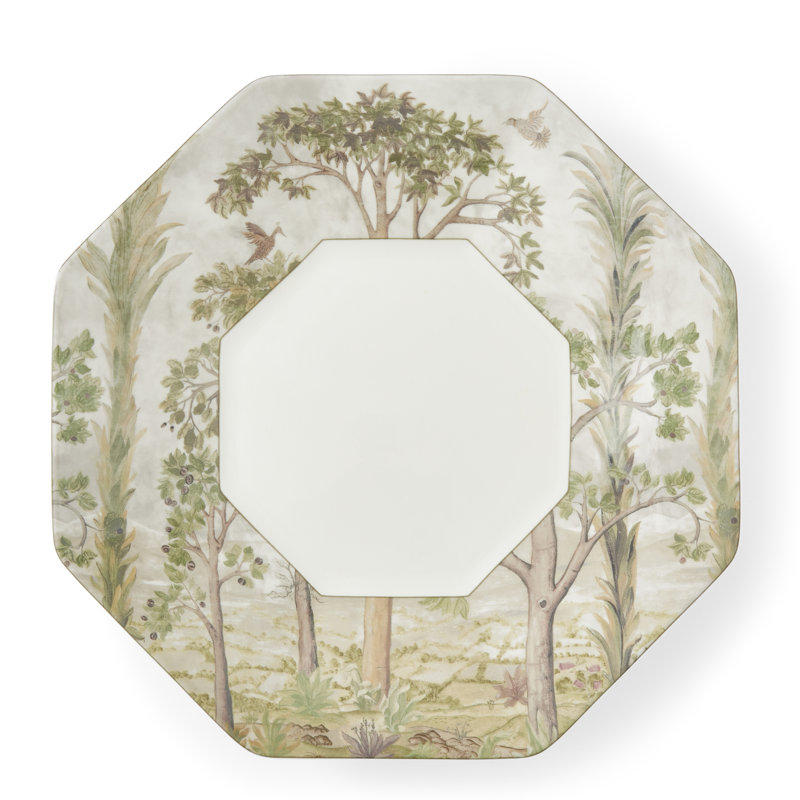 Spode Kit Kemp Tall Trees Octagonal Serving Platter - Green