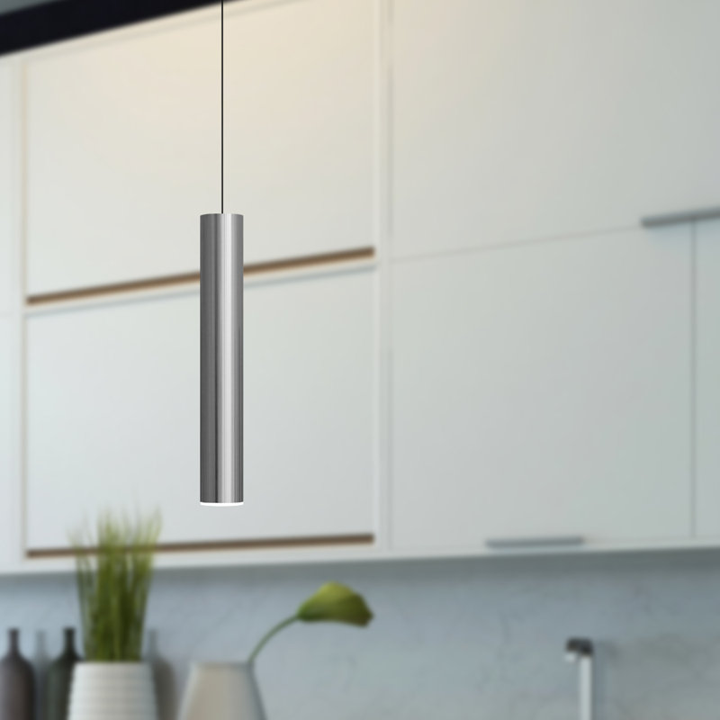 Luminaire suspendu à cylindre simple 1 lumière Chambery, Nickel