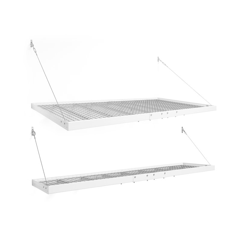 Pro Series 4 Ft. X 8 Ft. And 2 Ft. X 8 Ft. Garage Wall Mounted Steel Shelf 2.0 Set, White