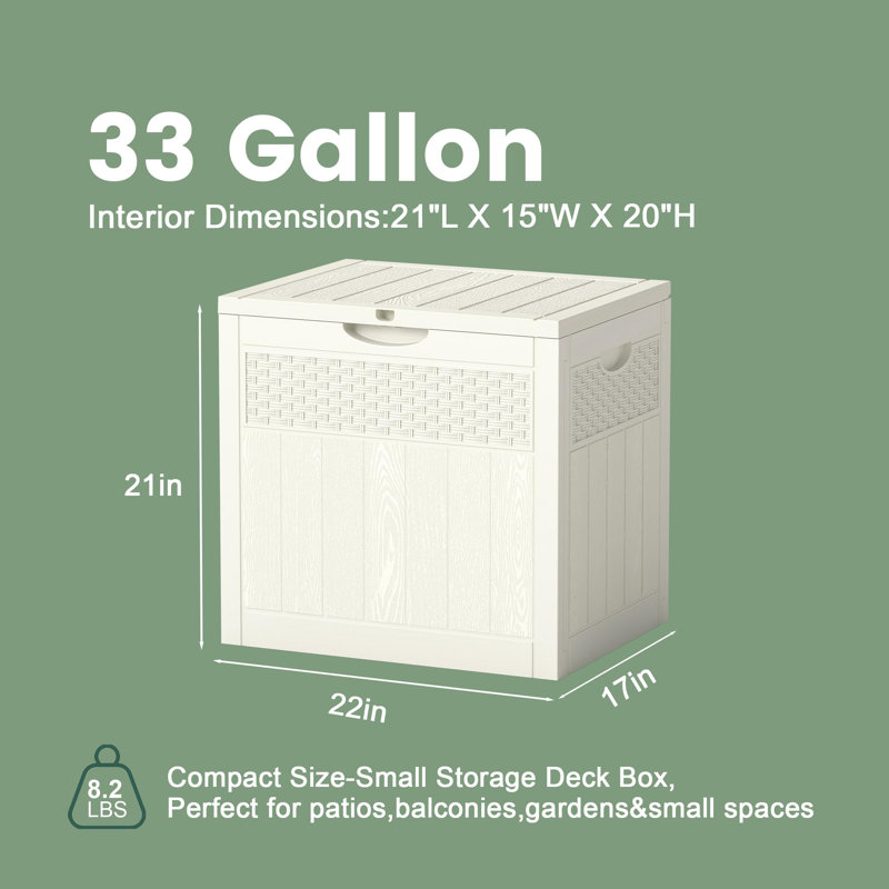 33 Gallon Outdoor Storage Box, Cream White