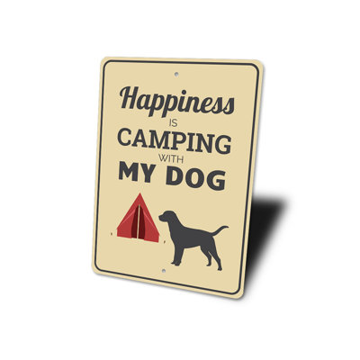 Panneau de camping en aluminium avec mon chien