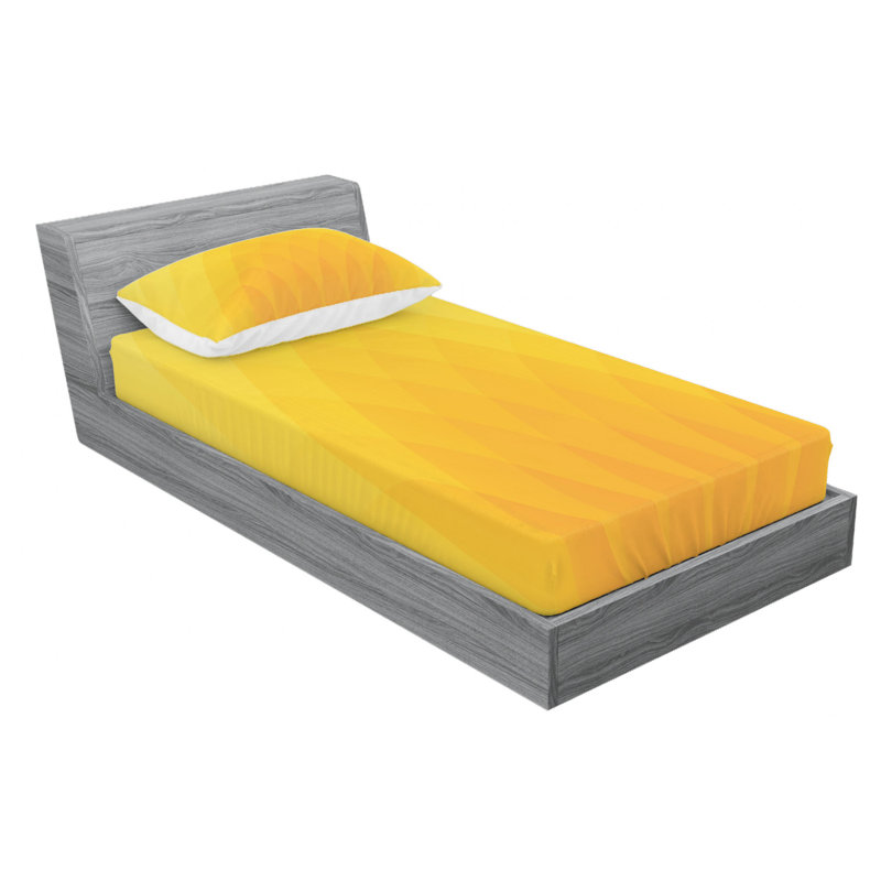 Microfiber Geometric Sheet Set, Twin XL Sheet Set + Fitted Sheet + 1 Pillowcase, Yellow Geometric 2