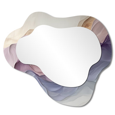 Lavender Soft Tones Digital Flow - Abstract Asymmetrical Decorative Mirror, Modern irregular Wall Mirror, Printed on Metal