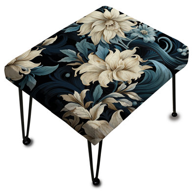 Motif floral gris et beige intrigant de beauté - Repose-pieds rectangulaire floral