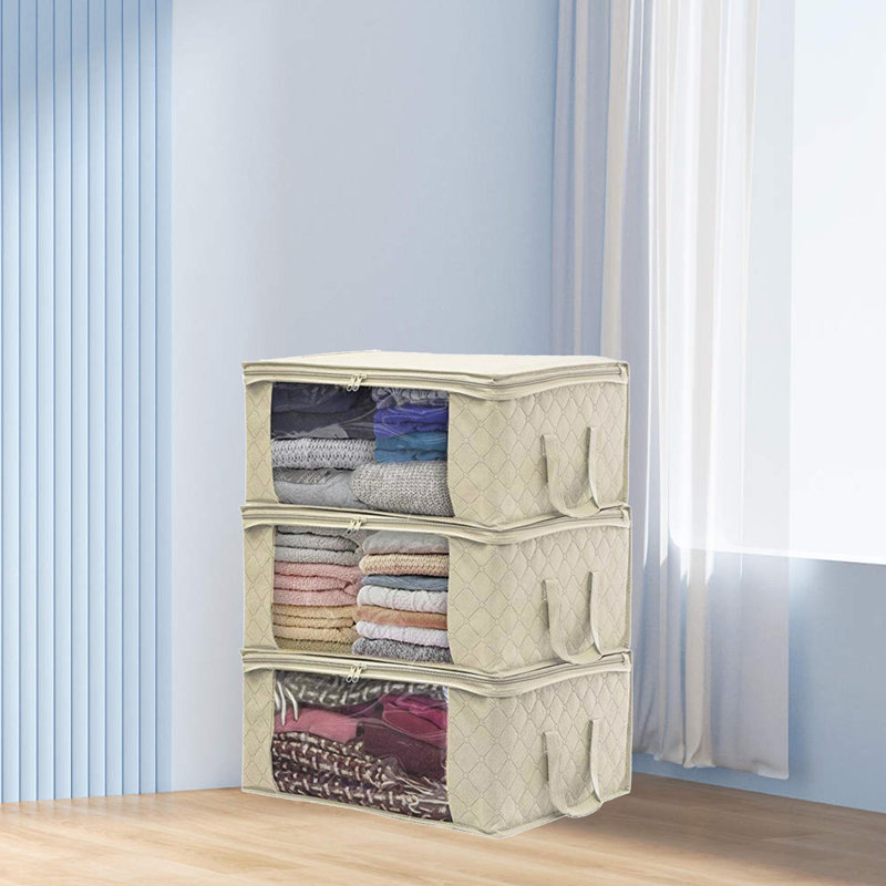 Ensemble de boîtes de rangement en tissu, Abricot