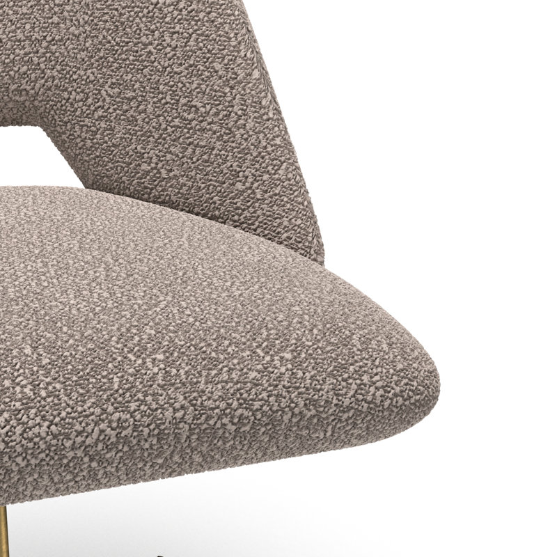 Gray Boucle Upholstered Armless Task Chair with Gold Base