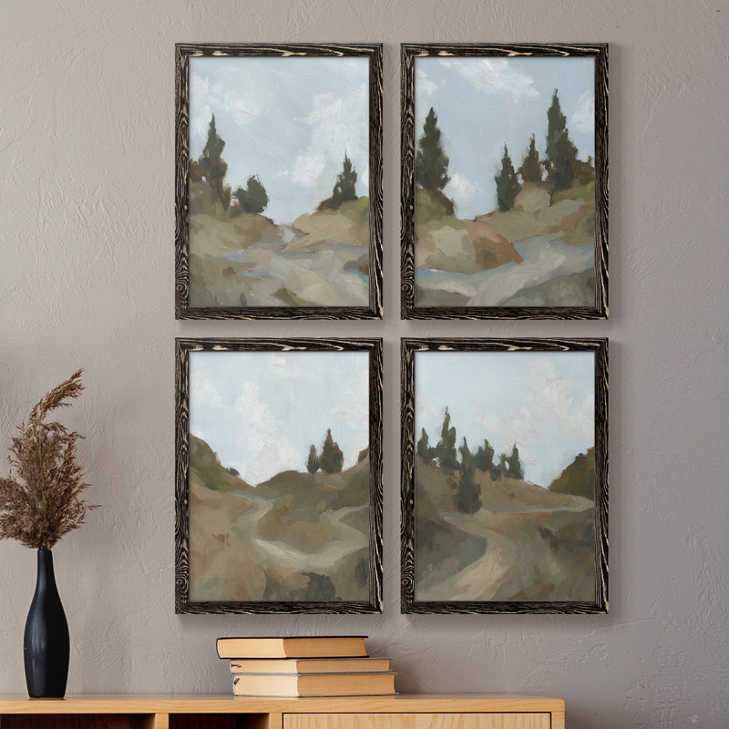 Ensemble de 4 reproductions d'art sur toile West, H 24 po x l 72 po x P 1,5 po, Noir