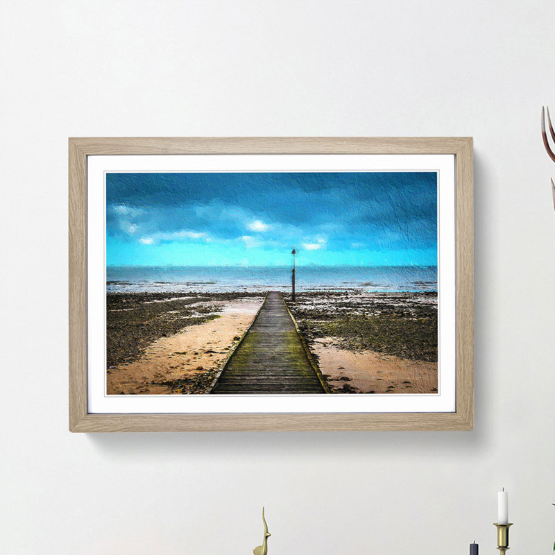 Path to the Sea in Llandudno Wales - Framed Print, 27cm H x 36cm W x 2cm D, Oak Framed