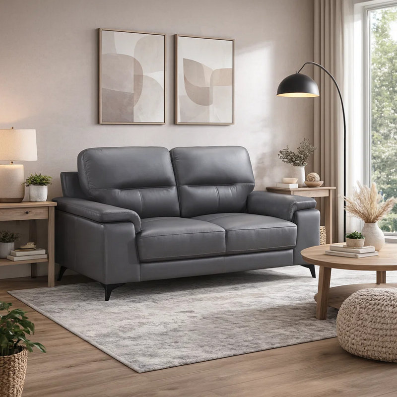 Causeuse 66,75 po avec accoudoirs coussinés, Gris foncé
