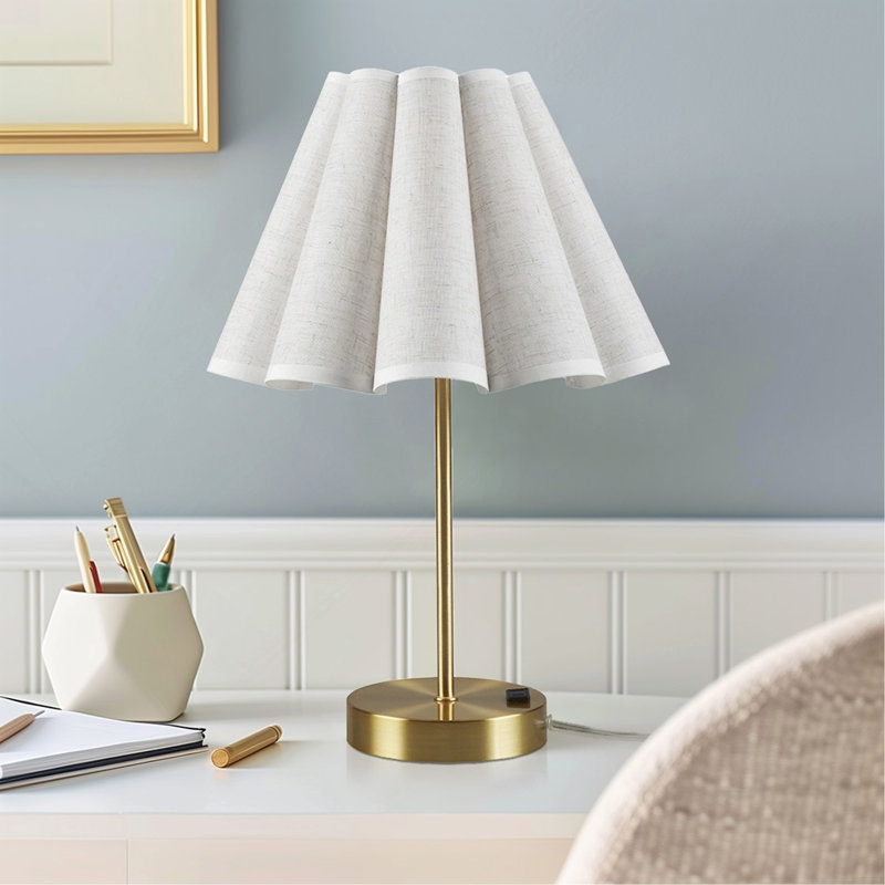 Lampe de table d'appoint à contrôle de prise et à intensité variable avec prise de courant dorée Voir ci-dessous