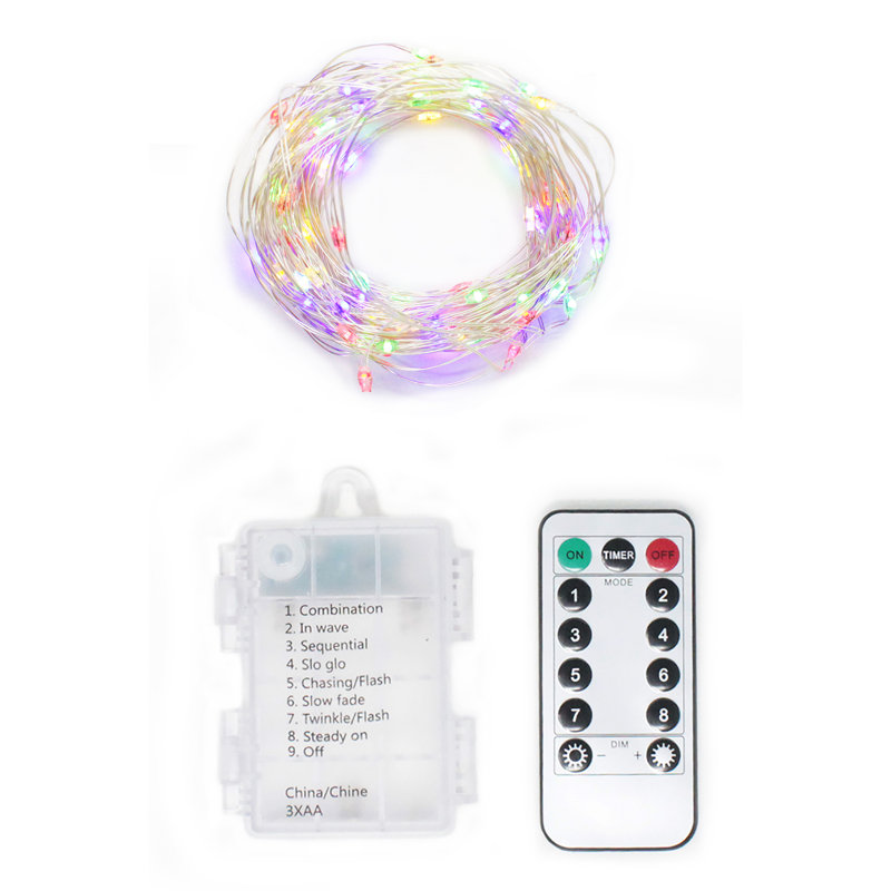 Guirlande de 100 lumières à piles, Multicolore
