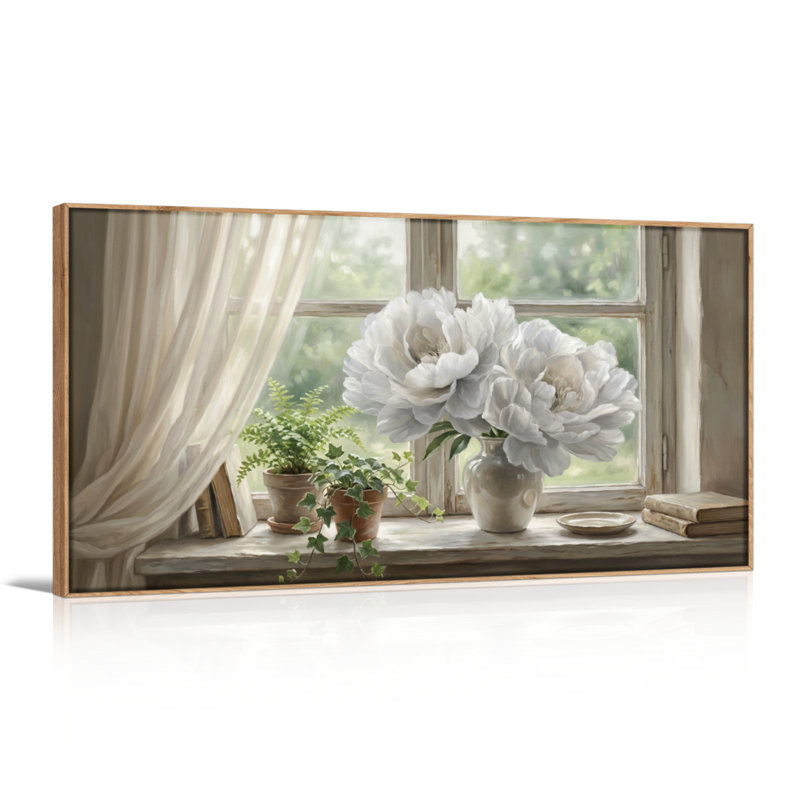 «Window Flower», ensemble de reproductions de peintures à l'huile sur toile encadrées de 1 48 po x 24 po, 48 x 24 pouces