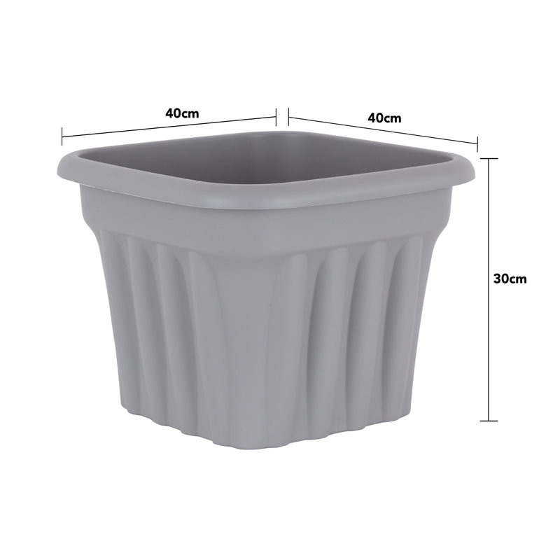 Wham Vista Square Planter Upcycle Grey, 30cm H x 40cm W x40cm D