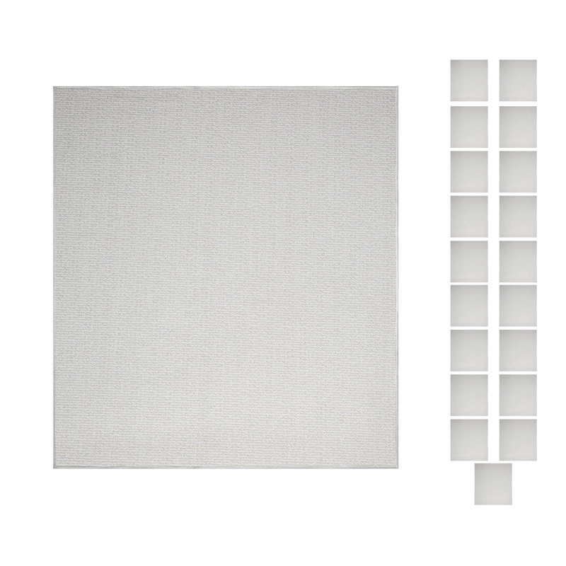 Ensemble de tapis de couleur unie touffetés à la machine de couleur crème ivoire, Carré 2 pi