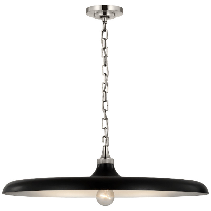 Thomas O'Brien Piatto Pendant, Aged Iron, 7" H x 24" W x 24" D, Polished Nickel