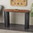 Klarysa Metal Curved Support Black Console Table with Brown Oval Wood Top