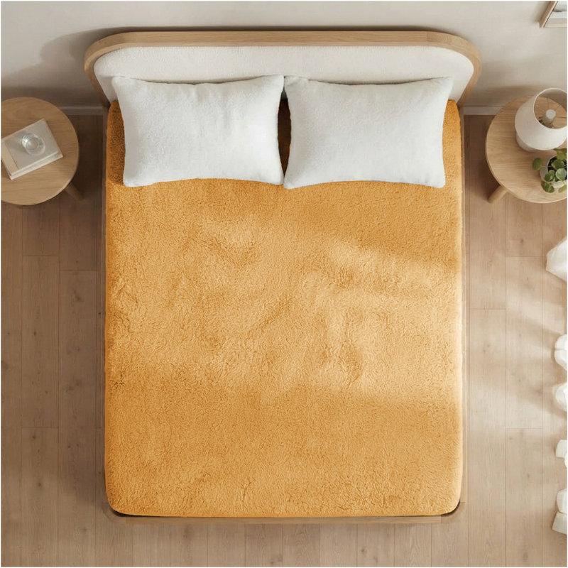 Teddy Fleece Fitted Sheet, Kingsize (5'), Ochre