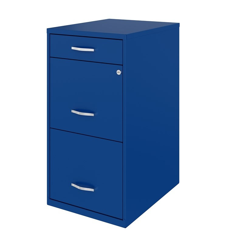 18" 3-Drawer Modern Metal Organizer File Cabinet, Blue