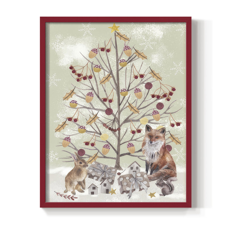 Collection Christmas Time, reproduction encadrée B - bois massif, H 30 po x l 24 po, Rouge