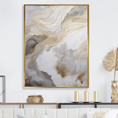 Gold and Grey Abstracted Line Artistry V - Print on Canvas