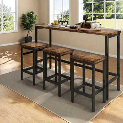 Ensembles de table de salle à manger en MDF brun moderne avec tabourets pour petites cuisines