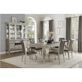 Dedden Retta Silver Faux Leather Upholstered Seat Rectangular Dining Room Set