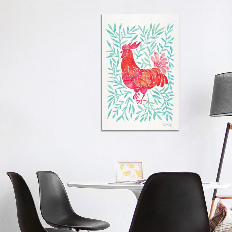 Coq par Coquillette - reproduction d'art, H 40 po x l 26 po x P 1,5 po, Toile tendue, Aucun mat